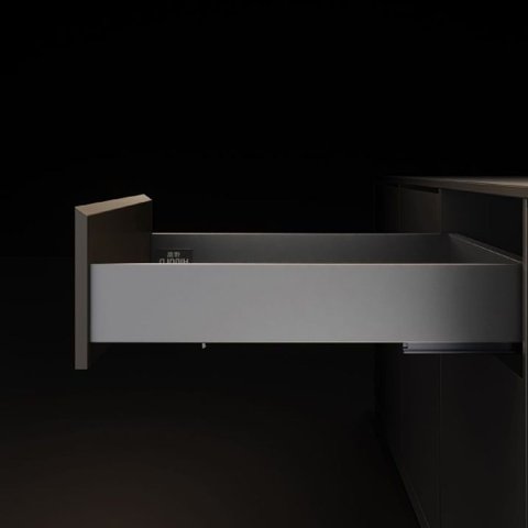 Gaveta Metálica Baixa Higold Slim Serie m 89x450mm 35kg Cinza Soft Close 01 Kit