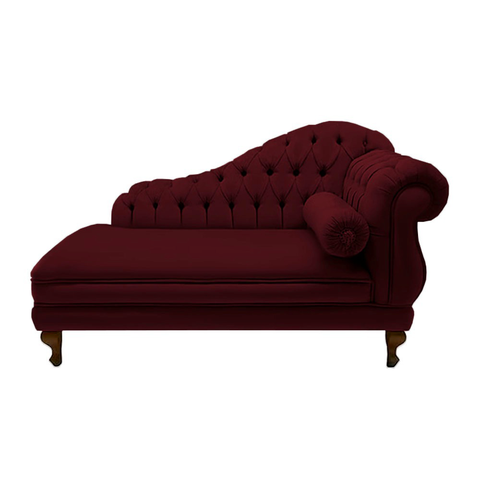 Recamier Decorativo Larissa 160 Cm Esquerdo de Quem Senta Suede Vermelho Bordo - Incasa Decor
