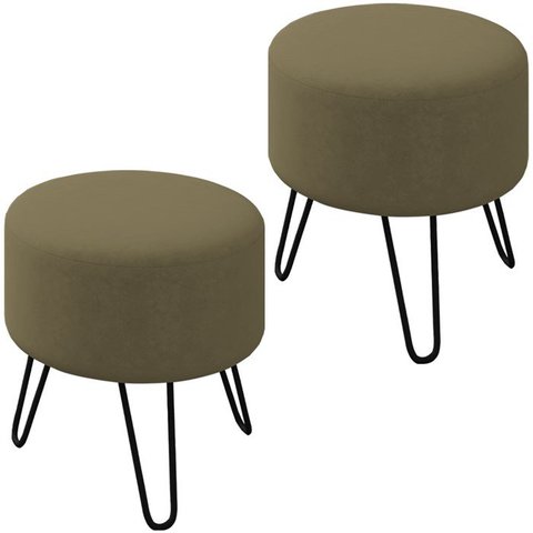 Kit 2 Puff Puf Para Sala Pes Metal Small Veludo SL 945 Peer