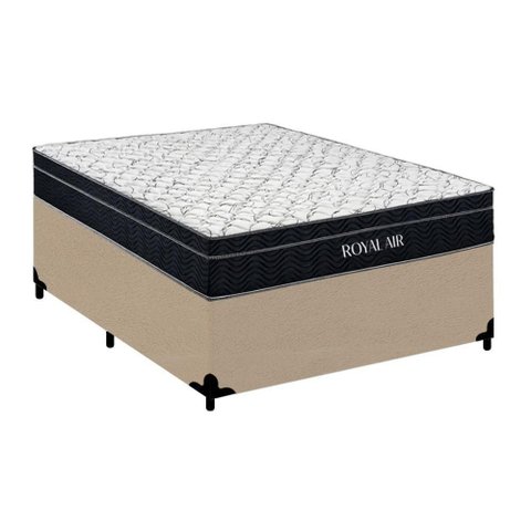 Cama Box com Colchão Casal Royal Air Pillow Top Molas Ensacadas Suede Bege