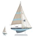 Ver imagem 2 de Escultura Decorativa Madeira Barco a Vela (colorido) 53x33x5,5cm