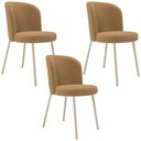 Ver imagem 1 de Kit 03 Cadeiras para Sala de Jantar Cozinha Estofada Gavi Arena L02 Bouclê Mostarda - Lyam Decor
