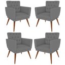 Ver imagem 1 de Kit 4 Poltronas Nina com Capitone - Cinza