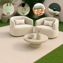 Ver imagem 3 de Kit 2 Poltrona Orgânica Chloe Boucle Bege Redonda Decorativa com Almofada Plumante - Arkell