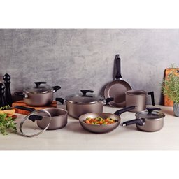 Jogo Panelas Tramontina Alumínio Milazzo 7 Peças Conjunto:amêndoa - 2