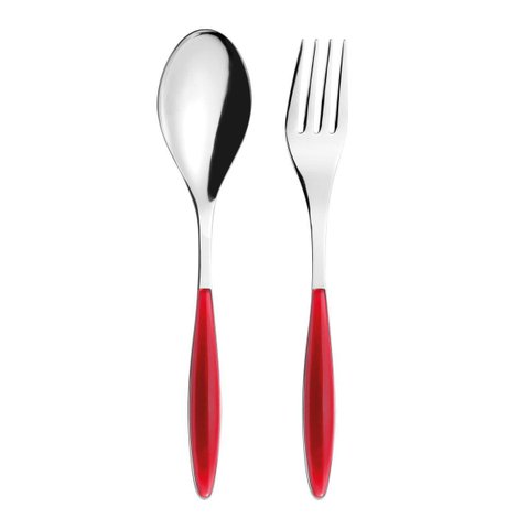 Talheres de Servir em Inox Cirúrgico Austenítico e Cabo em Acrilico 25 Cm - Clear Red -'feeling'-guz
