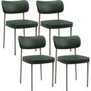 Ver imagem 1 de Kit 04 Cadeiras Decorativa Estofada para Sala de Jantar Melina Base Arena L02 Couríssimo Verde Musgo
