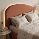 Ver mais imagens de Cabeceira Cama Box Queen Colli 160cm Estofada Orgânica Moderna Bouclê Terracota - Desk Design