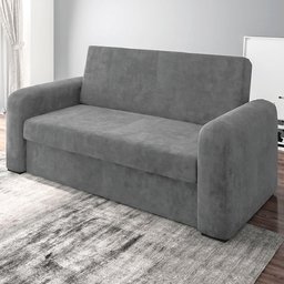 Sofá Cama Versátil 2 Lugares Veludo Selmer Cinza - 6