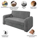 Ver imagem 3 de Sofá Cama Versátil 2 Lugares Veludo Selmer Cinza