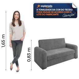 Sofá Cama Versátil 2 Lugares Veludo Selmer Cinza - 2