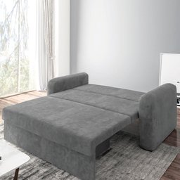 Sofá Cama Versátil 2 Lugares Veludo Selmer Cinza - 5
