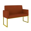 Ver imagem 7 de Kit 2 Poltronas + Namoradeira 2 Lugares Recepção Base Dourada Terracota
