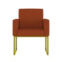 Ver imagem 2 de Kit 2 Poltronas + Namoradeira 2 Lugares Recepção Base Dourada Terracota