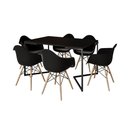 Ver imagem 6 de Mesa Jantar Industrial Preta Retangular 137X90Cm Base V Ferro Preto Com 6 Poltronas Pre Cor: Preto