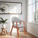 Ver imagem 2 de Cadeira Poltrona para Sala Madeira Maciça Luxo e Conforto Linho