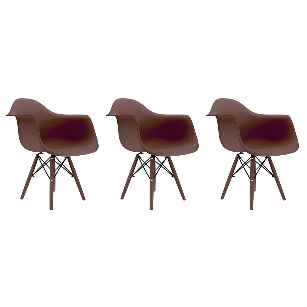 CONJUNTO 3 CADEIRAS EAMES COM BRAÇO RUBY PÉS EM POLIPROPILENO ...