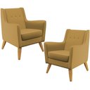 Ver imagem 1 de Kit 02 Poltronas Decorativas com Pés de Madeira Taroba D02 Veludo Mostarda B-260 - Lyam Decor