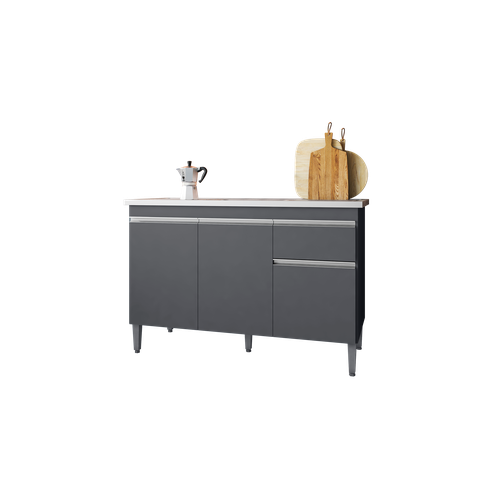 120cm Balcão Gabinete Cozinha Tatiane Cinza Fosco sem Tampo Ajl