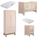 Ver imagem 1 de Quarto de Bebê Berço Evolution + Guarda Roupa 2 Portas Rosa + 2 Colchões