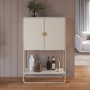 Ver imagem 1 de Balcão Bar 2 Portas 90cm Orgânico Pé Metal Luna BP Offwhite