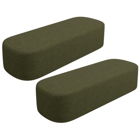 Kit 02 Puffs Decorativo Orgânico para Living Quarto 140cm Doha W01 Linho Verde- Lyam Decor