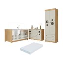 Ver imagem 1 de Quarto de Bebê Completo Berço Americano 3 em 1 Colchão Sonho Multimóveis Mp4643 Madeirado/off
