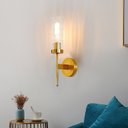 Ver imagem 3 de 2 Arandela Dourada Vidro Transparente Cristal E27 Sala Quarto Lup56