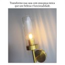 Ver imagem 5 de 2 Arandela Dourada Vidro Transparente Cristal E27 Sala Quarto Lup56