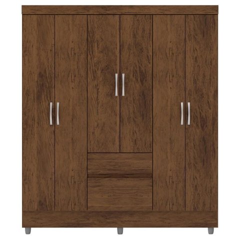Guarda Roupa Casal 6 Portas 2 Gavetas 153 Cm 10091 Vlr Imbuia
