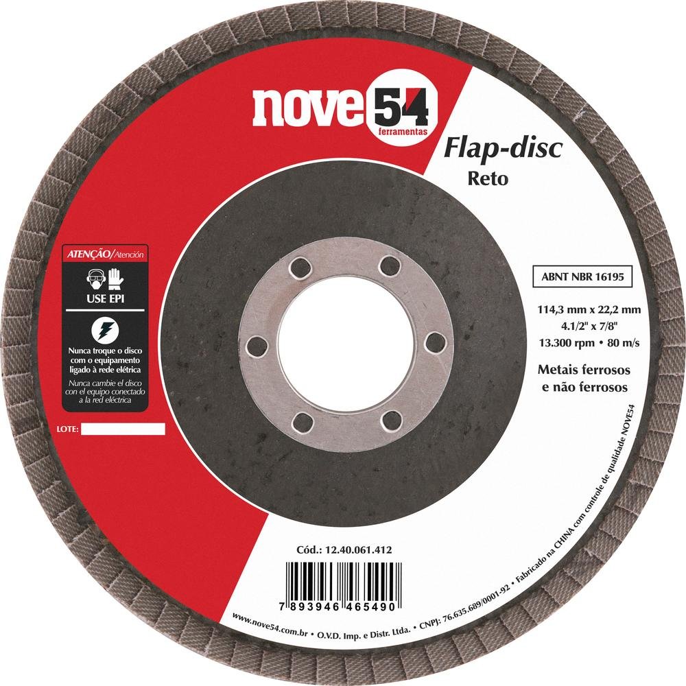 Flap Disc 4.1/2 G60 Costado Fibra Reto Para Aço Carbono - N - 1