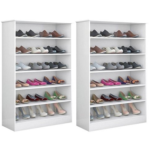 Kit 2 Armários Multiuso Sapateira 6 Prateleiras Bella Branca - Phoenix Baby