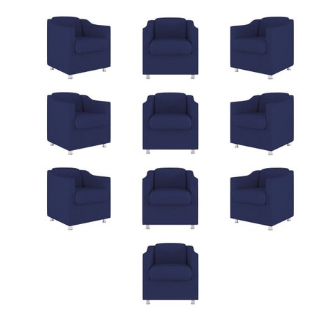 Kit 10 Poltronas Tilla Consultório Sala Tecido Suede Cor:azul Marinho