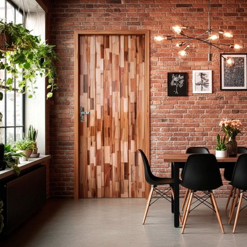 Folha de Porta Maciça em Eucalipto Acabamento Natural 210x80cm PM26 Mexicana Cruzeiro Portas