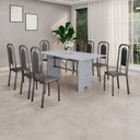 Ver imagem 1 de Conjunto Sala de Jantar 8 Cadeiras Lara Prata/Preto