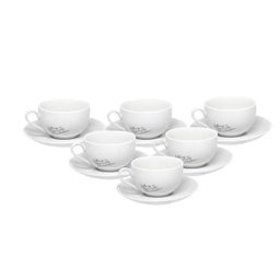 Jogo 12 Peças Xícara e Pires Chá Porcelana Branca Manhattan - Hauskraft - 1