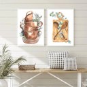 Ver imagem 1 de Kit 2 Quadros para Cozinha Panelas e Utensílios 24x18cm - com Vidro:madeira Preta