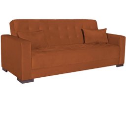 Sofá Cama 3 Lugares Jobim Suede - Doce Sonho Móveis SOFÁ CAMA SOFÁ 3 LUGARES Terracota - 2