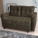 Ver imagem 2 de Sofá Cama Casal Reclinável Drika - Veludo Turkey Chocolate