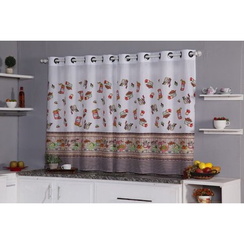 Cortina para Cozinha em Oxford - 2,40x1,30 Estampada