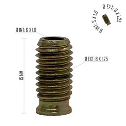 Rosca Postiça Bucha Roscada - M6x1,0 - M8x1,25 - 20 Peças - 3