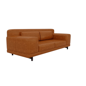 Sofá de Couro 4 Lugares Living 260cm Couro Legítimo Soft Mel - Mozzelar