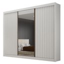Ver imagem 1 de Guarda Roupa Casal 3 Portas São Paulo Gold Branco Ripado com Espelho - Leifer