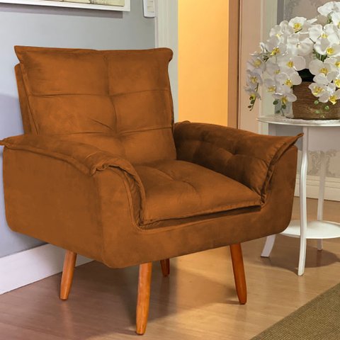 Poltrona Opala Larissa para Amamentação Decorativa Tecido Suede Para, Quarto,sala de Estar, Recepção
