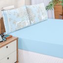 Ver imagem 2 de Jogo Cama Lençol Fiore Casal Padrão Estampado 180 Fios 100% Algodão com Babadinho 3 Peças Azul Flora
