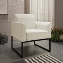 Ver imagem 2 de Kit 2 Poltronas Decorativas Isabella Base Industrial Linho Bege/preto Gran Belo