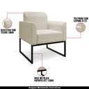 Ver imagem 4 de Kit 2 Poltronas Decorativas Isabella Base Industrial Linho Bege/preto Gran Belo