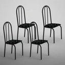Ver imagem 4 de Kit 4 Cadeiras Ubatuba Corino Preto Lirio Tubo Preto Fosco