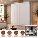 Ver imagem 3 de Guarda Roupa Casal 6 Portas Delta Branco Ripado - Leifer