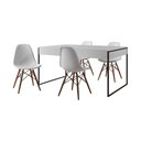 Ver imagem 6 de Mesa Jantar Industrial Retangular Branca 137X90Cm Base Ferro Preto C/4 Cadeiras Brancas Cor: Branco